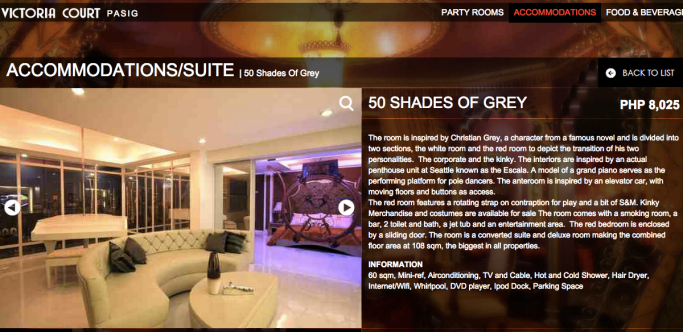 Victoria Court Fifty Shades of Grey suite